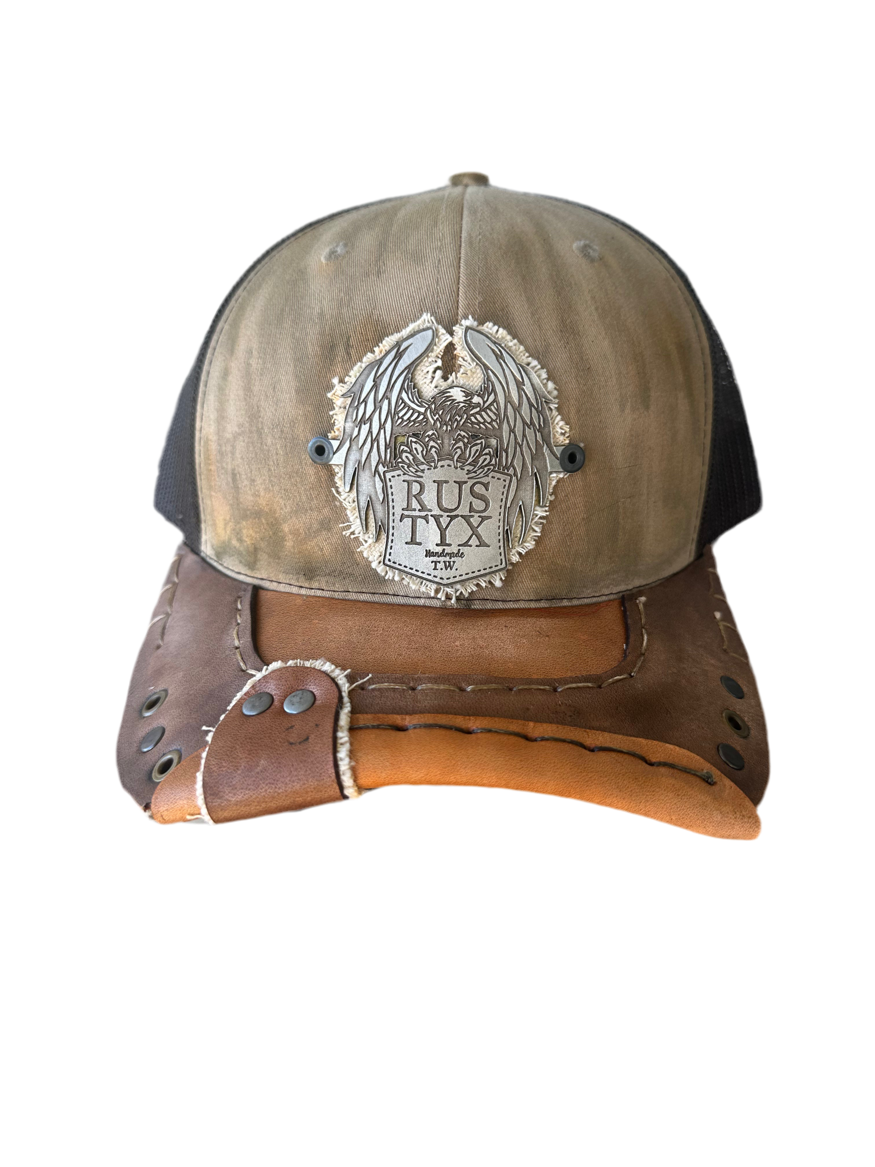 Rustyx Full Leather Bill Pewter Eagle