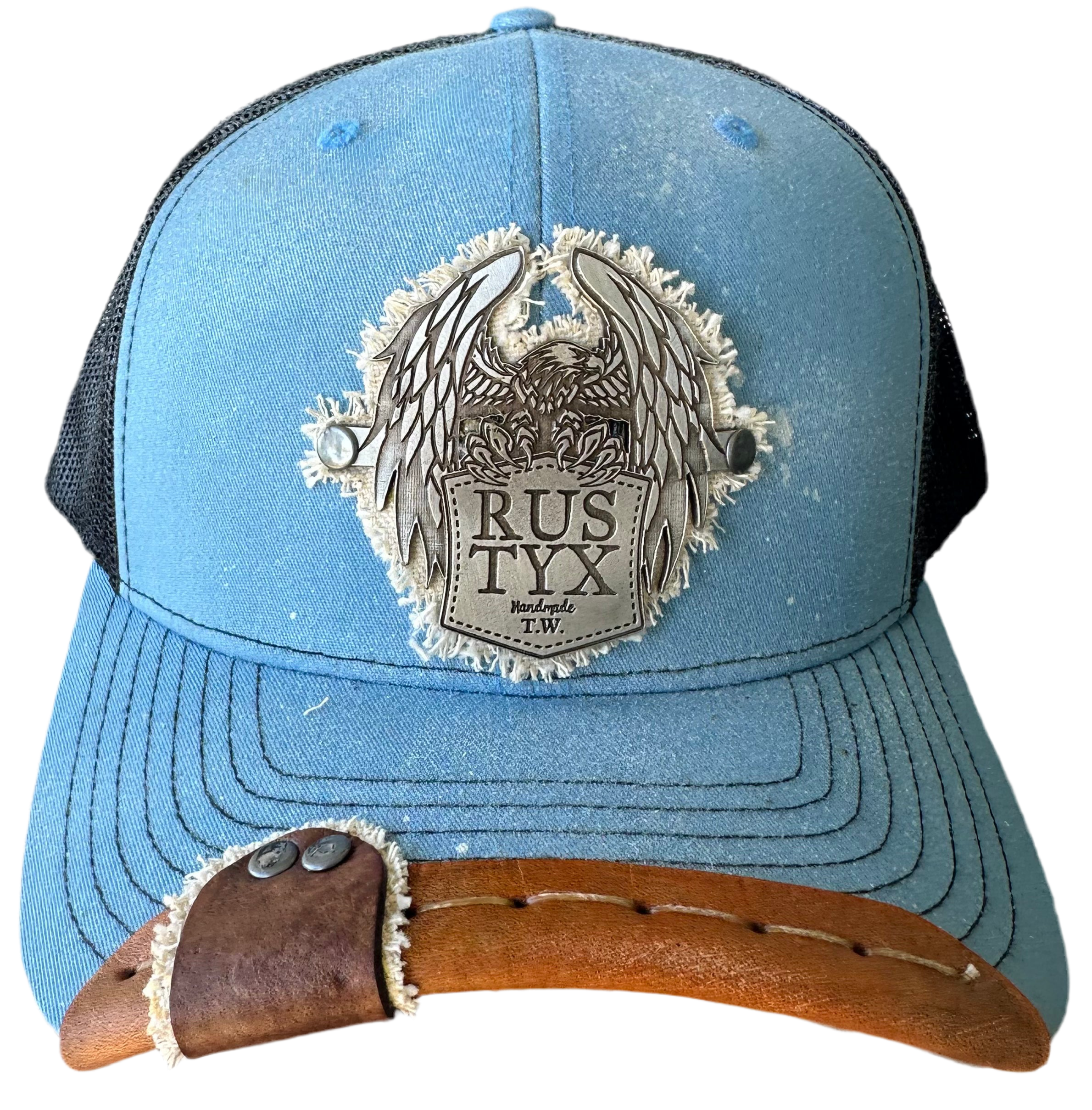 Rustyx wrap & tab design with Rustyx Pewter Eagle in blue and black.