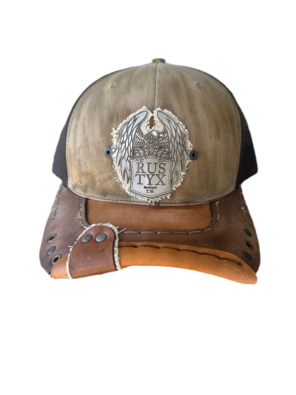 Rustyx Full Leather Bill Pewter Eagle