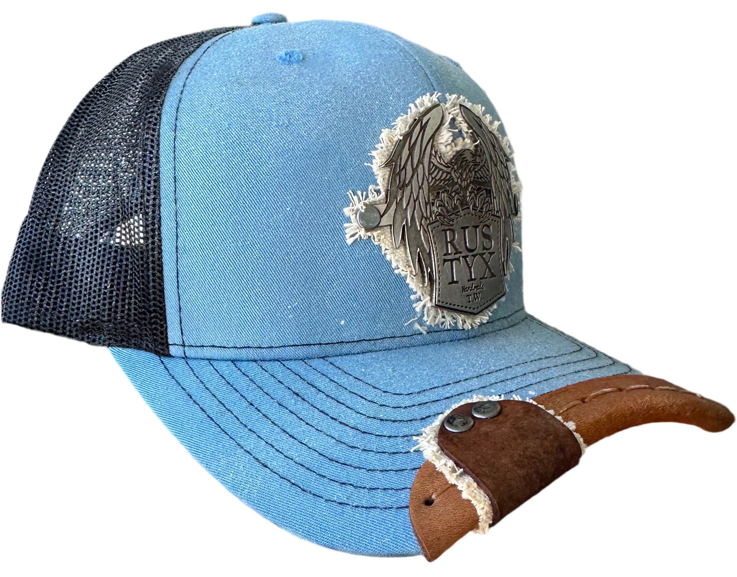 Rustyx wrap & tab design with Rustyx Pewter Eagle in blue and black.