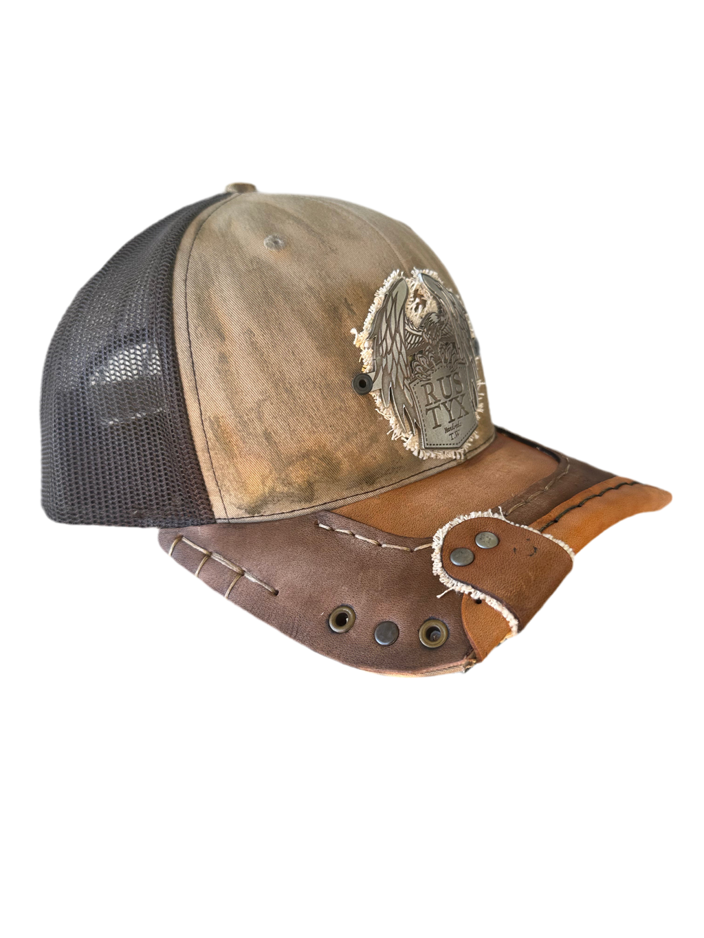 Rustyx Full Leather Bill Pewter Eagle