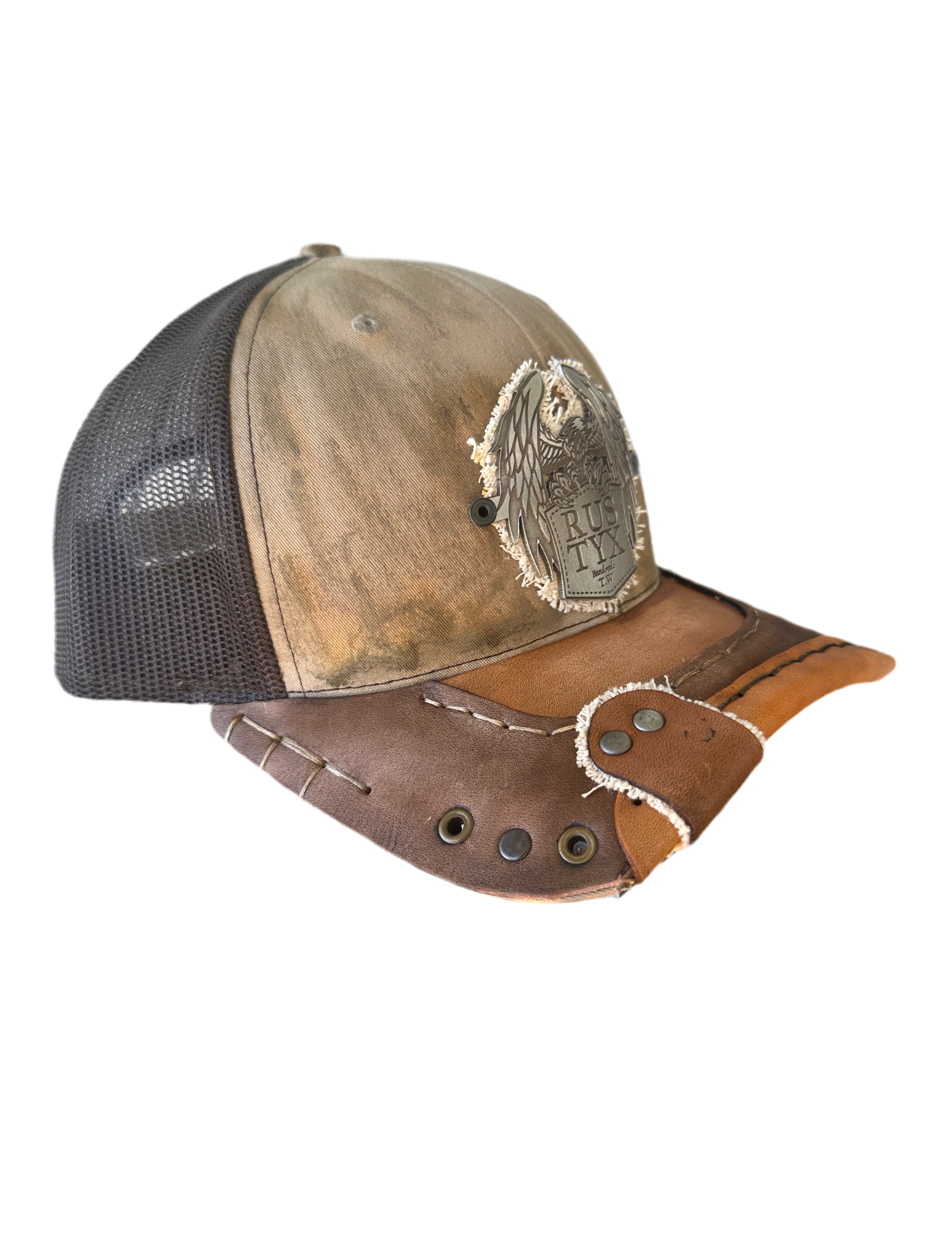 Rustyx Full Leather Bill Pewter Eagle