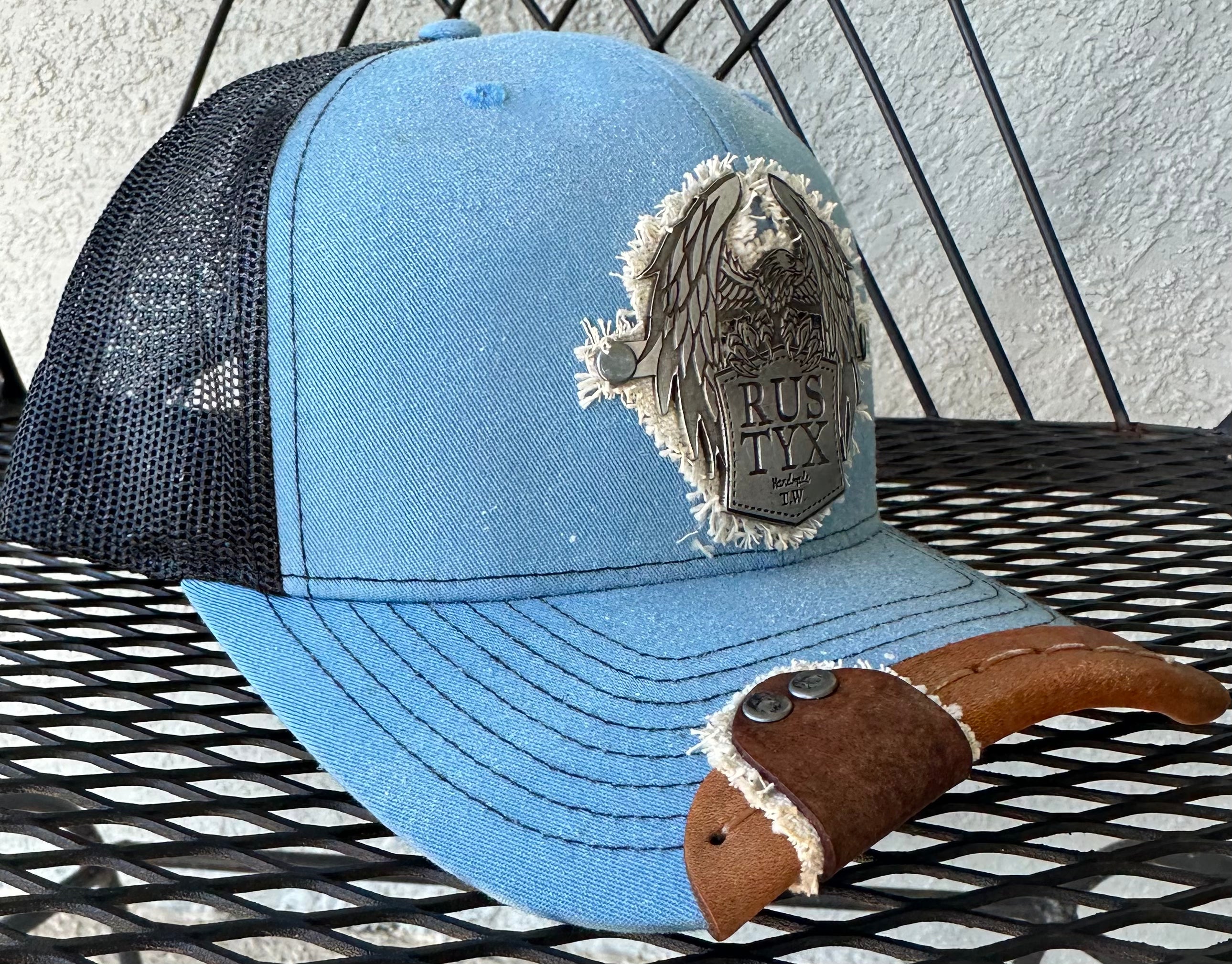 Rustyx wrap & tab design with Rustyx Pewter Eagle in blue and black.