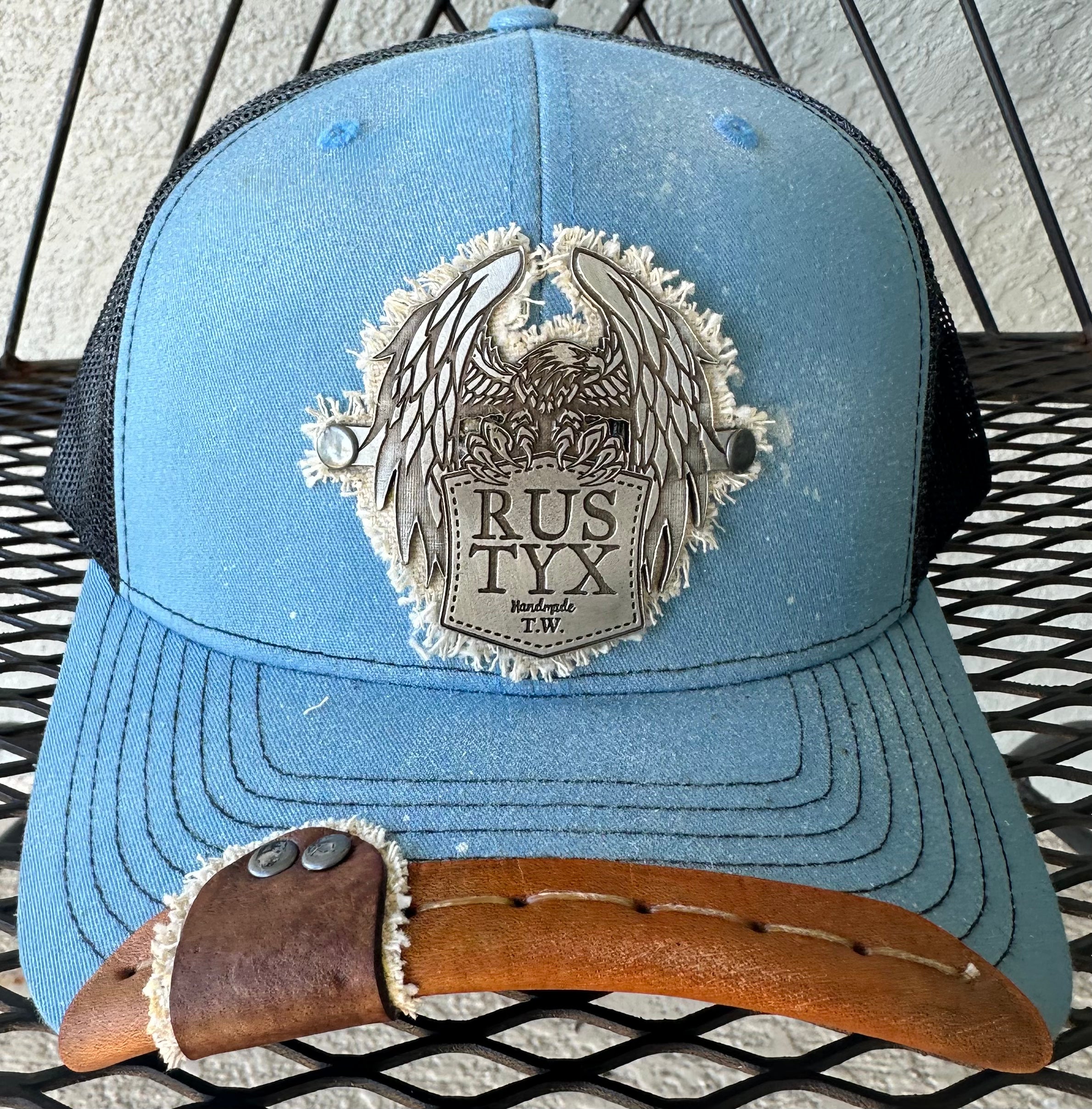 Rustyx wrap & tab design with Rustyx Pewter Eagle in blue and black.