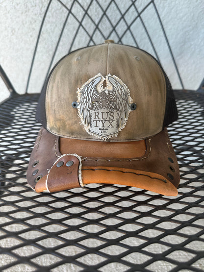 Rustyx Full Leather Bill Pewter Eagle