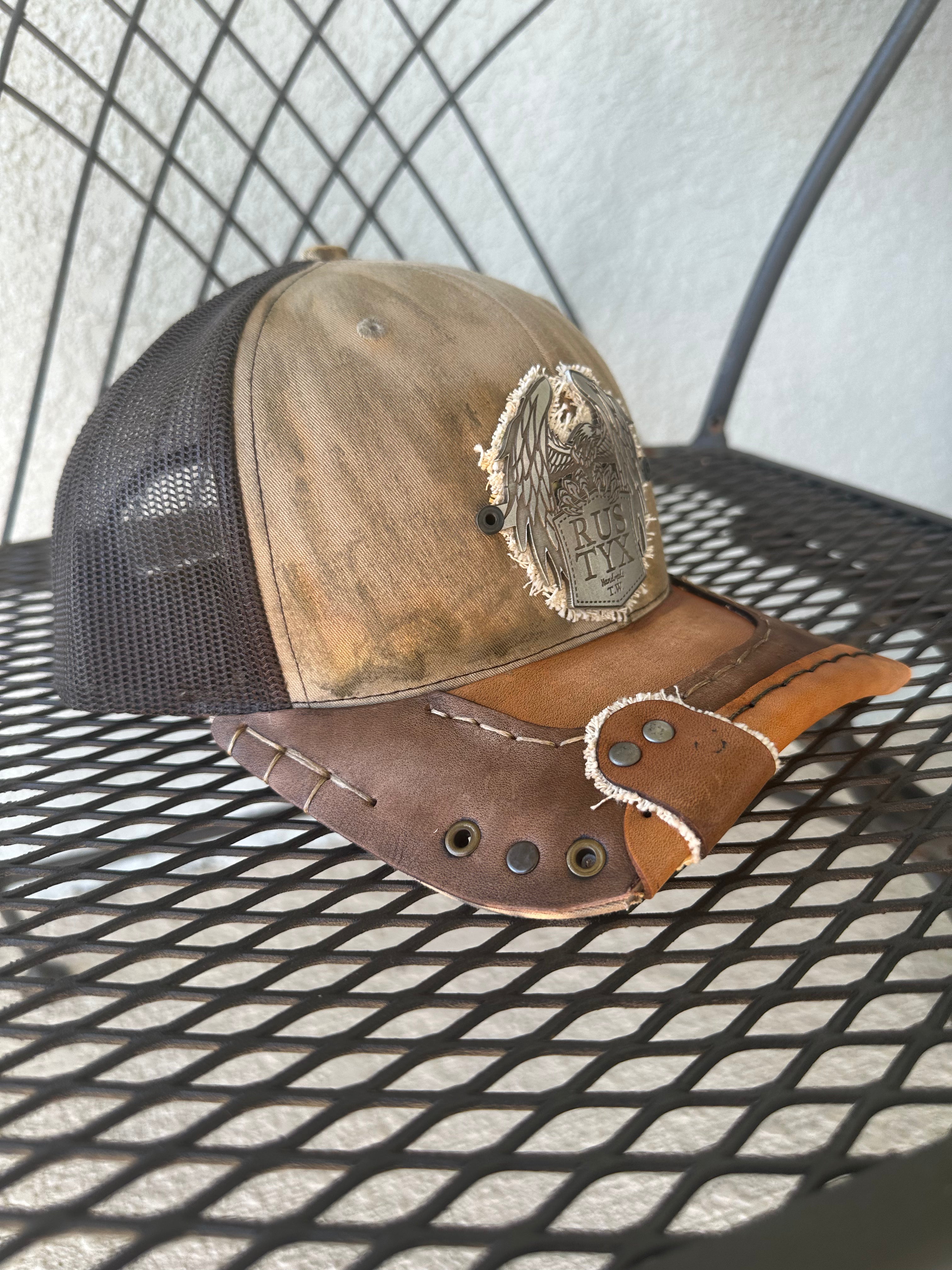 Rustyx Full Leather Bill Pewter Eagle